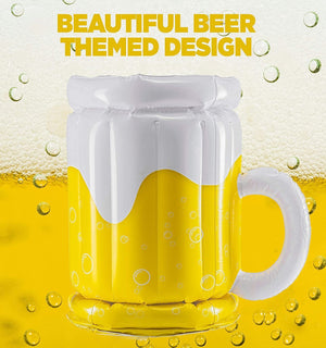 Large Inflatable Beer Mug Cooler Pool Float Drink Cooler For Adults Parties 2 In1 Drink Floatie And Party Supplies Great Toy For Beach Pool And Jacuzzi - Zambeel