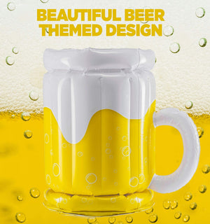 Large Inflatable Beer Mug Cooler Pool Float Drink Cooler For Adults Parties 2 In1 Drink Floatie And Party Supplies Great Toy For Beach Pool And Jacuzzi - Zambeel
