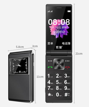 Large Screen Double Screen Flip Button Elderly Mobile Phone - Zambeel