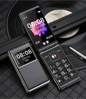 Large Screen Double Screen Flip Button Elderly Mobile Phone - Zambeel