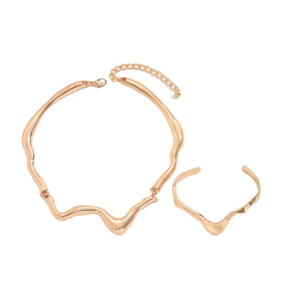 Lava Metal Twisted Design Collar Bracelet High Sense Necklace - Zambeel
