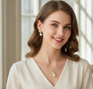 Leaf Clover & Pearl Jewelry Set - Zambeel