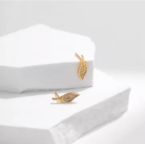 Leaf Shape Inlaid Earrings - Zambeel
