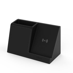 Leather Pen Holder Wireless Charger Wireless Phone Charger And Pen Holder Fast Charging Phone - Zambeel