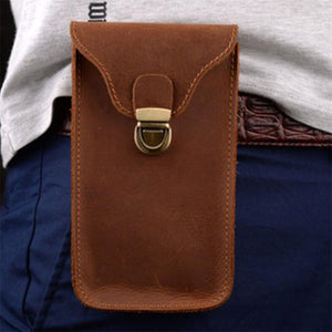 Leather Retro Mobile Phone Bag Outdoor Portable Mobile Phone Protective Cover Home Mobile Phone Storage Bag - Zambeel