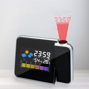 LED Alarm Projection Clock Thermometer Hygrometer Wireless Weather Station Digital Watch Snooze Desk Table Project Radio Clock - Zambeel