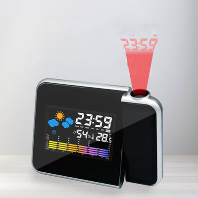 LED Alarm Projection Clock Thermometer Hygrometer Wireless Weather Station Digital Watch Snooze Desk Table Project Radio Clock - Zambeel