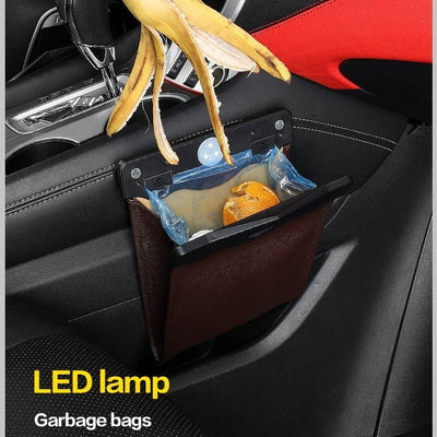 LED Car Trash Can Organizer Garbage Holder Automobiles Storage Bag Accessories Auto Door Seat Back Visor Trash Bin Paper Dustbin - Zambeel