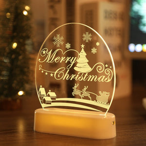 LED Fairy String Lights Battery USB 3D Santa Claus Tree Acrylic Night Light Wedding Christmas Decoration for Home Room Garland - Zambeel