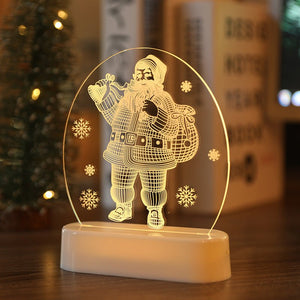 LED Fairy String Lights Battery USB 3D Santa Claus Tree Acrylic Night Light Wedding Christmas Decoration for Home Room Garland - Zambeel