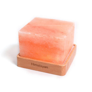 LED Square Wooden Base Crystal Salt Lamp - Zambeel