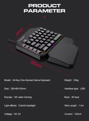 Lei Lang TF900 Single Hand Mouse Keyboard Suit - Zambeel