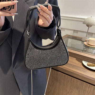 Light Diamond Fashion Rhinestone Chain Crossbody Bag - Zambeel