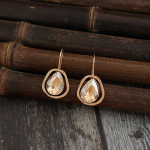 Light - luxury Alloy Earrings With Gemstone Inlays For Women - Zambeel