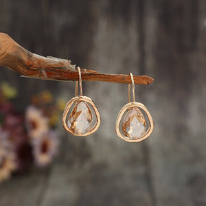 Light - luxury Alloy Earrings With Gemstone Inlays For Women - Zambeel