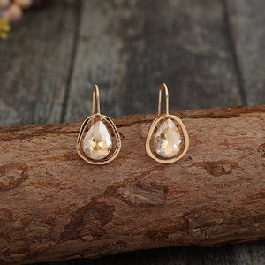 Light - luxury Alloy Earrings With Gemstone Inlays For Women - Zambeel