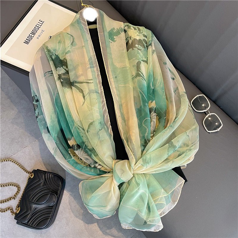 Light Luxury Artificial Silk Talma Yousoft Scarf Women's Large Size Pattern Commuter - Zambeel