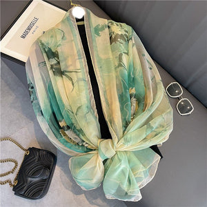 Light Luxury Artificial Silk Talma Yousoft Scarf Women's Large Size Pattern Commuter - Zambeel