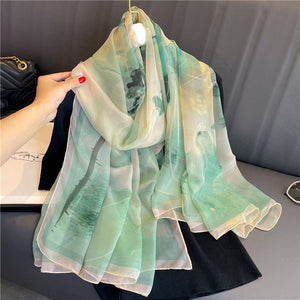 Light Luxury Artificial Silk Talma Yousoft Scarf Women's Large Size Pattern Commuter - Zambeel