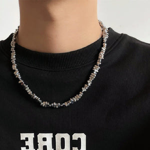 Light - luxury Couples Clavicle For Women Mens Titanium Steel Irregular Broken Silver Necklace - Zambeel