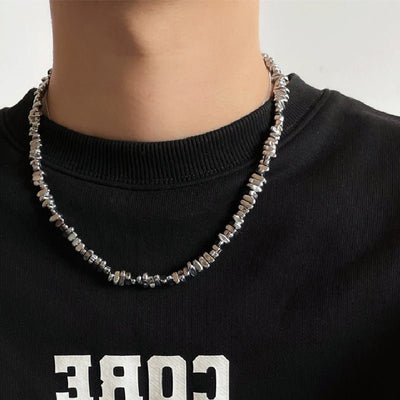 Light - luxury Couples Clavicle For Women Mens Titanium Steel Irregular Broken Silver Necklace - Zambeel