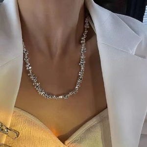 Light - luxury Couples Clavicle For Women Mens Titanium Steel Irregular Broken Silver Necklace - Zambeel