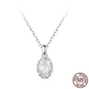 Light Luxury Drop - shaped 1 Karat Shining Moissanite Necklace S925 Sterling Silver White Gold Plated - Zambeel