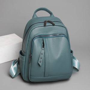 Light Luxury High - grade Backpack Women's Backpack PU Soft Leather Fashion Simple Waterproof Large Capacity Travel Bag - Zambeel