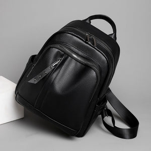 Light Luxury High - grade Backpack Women's Backpack PU Soft Leather Fashion Simple Waterproof Large Capacity Travel Bag - Zambeel