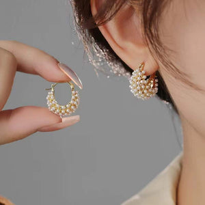 Light - luxury Niche - style French Pearl Basket Earrings - Zambeel