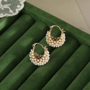 Light - luxury Niche - style French Pearl Basket Earrings - Zambeel