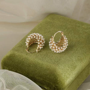 Light - luxury Niche - style French Pearl Basket Earrings - Zambeel