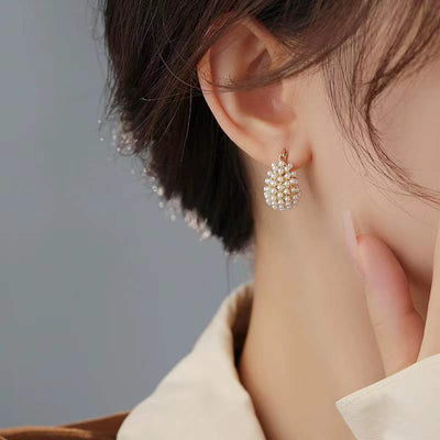 Light - luxury Niche - style French Pearl Basket Earrings - Zambeel