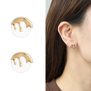 Liquid Metal Resin Stud Earrings Female Irregular - Zambeel