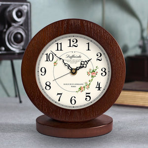 Living Room American Simple Wooden Clock Table Clock Mute Modern Bedroom Table Clock - Zambeel