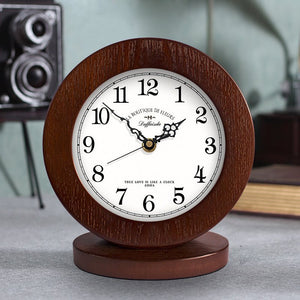Living Room American Simple Wooden Clock Table Clock Mute Modern Bedroom Table Clock - Zambeel