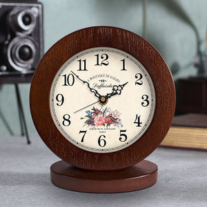 Living Room American Simple Wooden Clock Table Clock Mute Modern Bedroom Table Clock - Zambeel