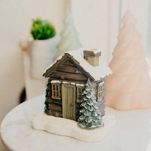 Log Cabin Incense Burner Rustic Christmas Chimney Hut Incense Cone Burner Collectible Resin Statue Table - Zambeel