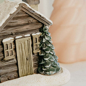 Log Cabin Incense Burner Rustic Christmas Chimney Hut Incense Cone Burner Collectible Resin Statue Table - Zambeel