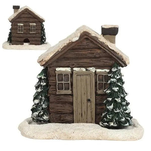 Log Cabin Incense Burner Rustic Christmas Chimney Hut Incense Cone Burner Collectible Resin Statue Table - Zambeel