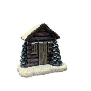 Log Cabin Incense Burner Rustic Christmas Chimney Hut Incense Cone Burner Collectible Resin Statue Table - Zambeel