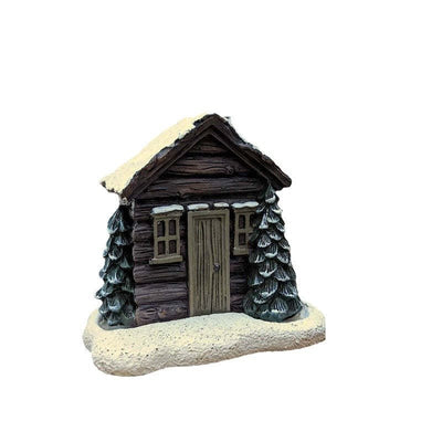 Log Cabin Incense Burner Rustic Christmas Chimney Hut Incense Cone Burner Collectible Resin Statue Table - Zambeel