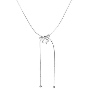 Long Bow Tie Tassel Pull Necklace For Women - Zambeel