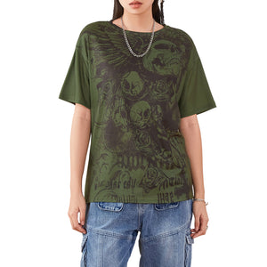 Loose - fitting Short - Sleeve Top With A Unique Print - Zambeel