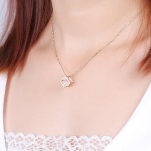 Love Cube Necklace Women's 925 Sterling Silver All - match Pearl Pendant Light Luxury Necklace - Zambeel