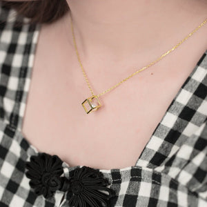 Love Cube Necklace Women's 925 Sterling Silver All - match Pearl Pendant Light Luxury Necklace - Zambeel