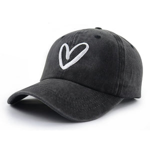 Love Heart Embroidered Baseball Cap Adjustable Unisex Dad Hat Cute Valentine's Day Birthday Honeymoon Gifts For Girlfriend Boyfriend - Zambeel