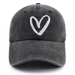 Love Heart Embroidered Baseball Cap Adjustable Unisex Dad Hat Cute Valentine's Day Birthday Honeymoon Gifts For Girlfriend Boyfriend - Zambeel