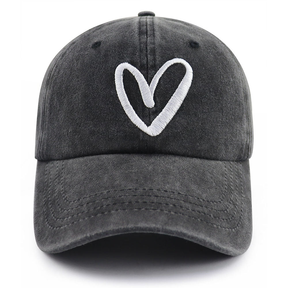 Love Heart Embroidered Baseball Cap Adjustable Unisex Dad Hat Cute Valentine's Day Birthday Honeymoon Gifts For Girlfriend Boyfriend - Zambeel