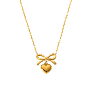 Love Pendant Necklace 18K Gold Stainless Steel Clavicle Chain Necklace For Women - Zambeel